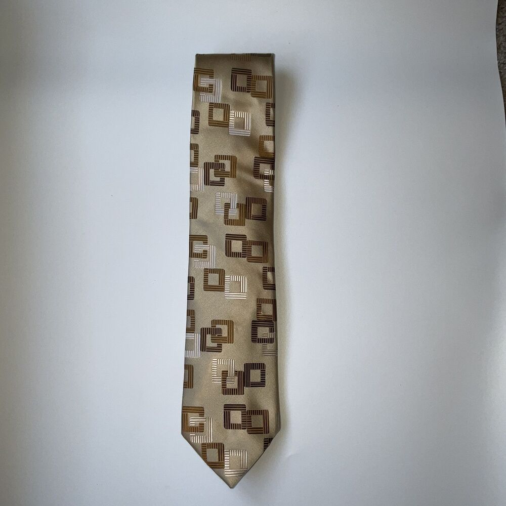 BCBG ATTITUDE Neck Tie Silk Hand Sewn Geometric